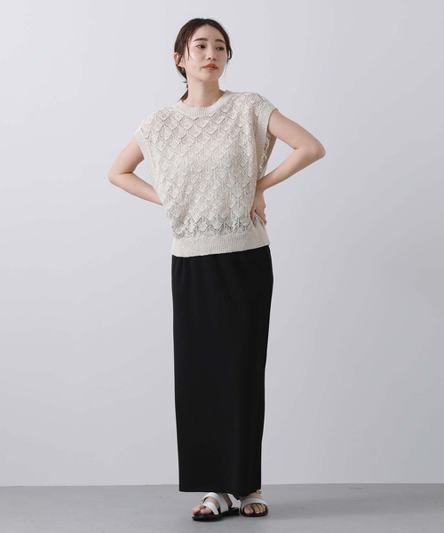 Liyoca（リヨカ）の「スラブヤーン透かしニットベスト（ニット/セーター・レディース・ライトベージュ・FREE）」の15枚目の写真