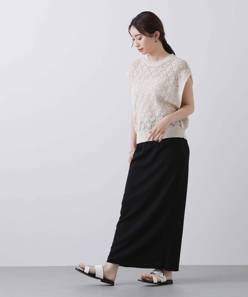 Liyoca（リヨカ）の「スラブヤーン透かしニットベスト（ニット/セーター・レディース・ライトベージュ・FREE）」の18枚目の写真