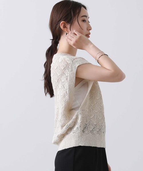 Liyoca（リヨカ）の「スラブヤーン透かしニットベスト（ニット/セーター・レディース・ライトベージュ・FREE）」の21枚目の写真