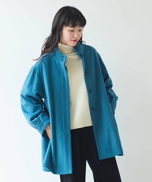 bulle de savon（ビュルデサボン）の「super100 スタンドカラーコート（その他アウター・レディース・ブルー/ブラック/イエロー・FREE）」の21枚目の写真