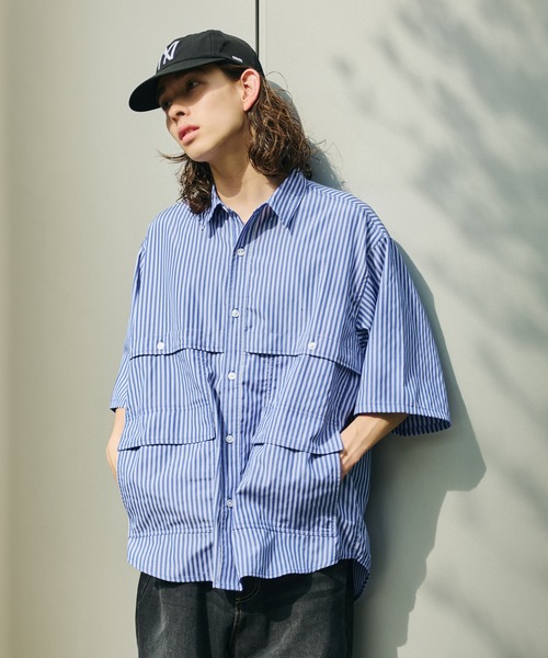 WETTEMPT（ウィテンプト）の「MULTI POCKET STRIPE SHIRT / マルチ