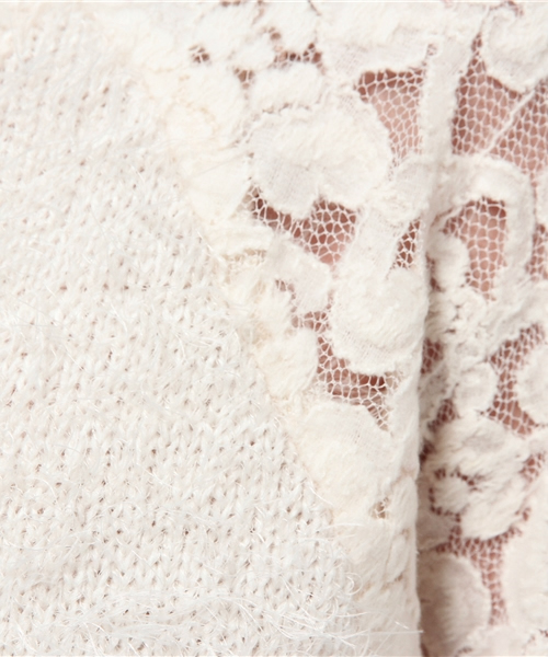 one after another NICE CLAUP（ワンアフターアナザーナイスクラップ）の「【ナイスクラップ】肩レースフェザープルオーバー（ニット/セーター・レディース・アイボリー/グレー/ピンク/ブラック・FREE）」の11枚目の写真