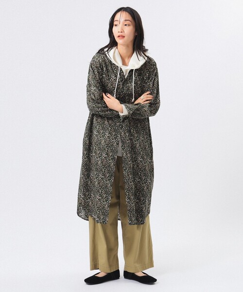 BEAMS BOY（ビームスボーイ）の「BEAMS BOY / リバティ スタンドカラー ロングスリーブ ワンピース 24AW（シャツワンピース・レディース・ネイビー/ブラック・ONE SIZE）」の4枚目の写真