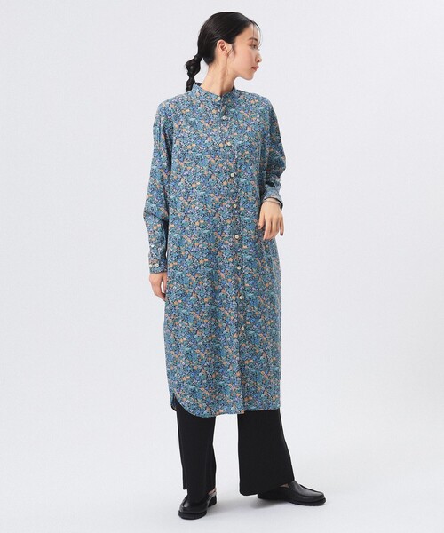 BEAMS BOY（ビームスボーイ）の「BEAMS BOY / リバティ スタンドカラー ロングスリーブ ワンピース 24AW（シャツワンピース・レディース・ネイビー/ブラック・ONE SIZE）」の6枚目の写真