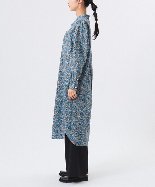 BEAMS BOY（ビームスボーイ）の「BEAMS BOY / リバティ スタンドカラー ロングスリーブ ワンピース 24AW（シャツワンピース・レディース・ネイビー/ブラック・ONE SIZE）」の8枚目の写真