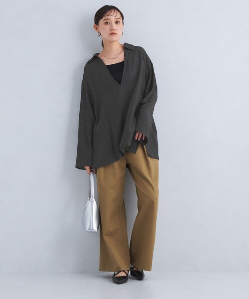 green label relaxing（グリーンレーベルリラクシング）の「シアー ジャカード スキッパー ブラウス（シャツ/ブラウス・レディース・ブラック/ホワイト・FREE）」の6枚目の写真