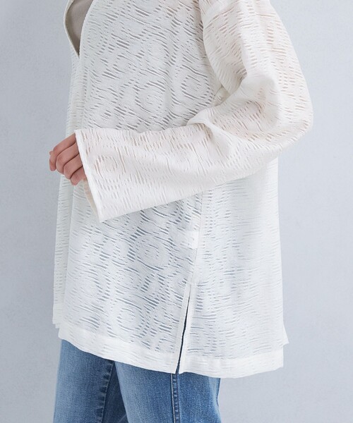 green label relaxing（グリーンレーベルリラクシング）の「シアー ジャカード スキッパー ブラウス（シャツ/ブラウス・レディース・ブラック/ホワイト・FREE）」の11枚目の写真