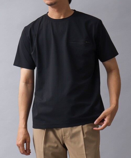 NOLLEY’S（ノーリーズ）の「【ACTIVE SECT】《限定展開 / 吸水性 / 防透け性》イージーケアファブリックファスナーポケT（Tシャツ/カットソー・メンズ・グレイッシュベージュ/ダークネイビー/ホワイト/ブラック・M/XL/L/S）」の2枚目の写真