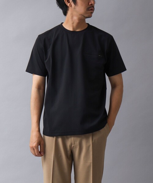 NOLLEY’S（ノーリーズ）の「【ACTIVE SECT】《限定展開 / 吸水性 / 防透け性》イージーケアファブリックファスナーポケT（Tシャツ/カットソー・メンズ・グレイッシュベージュ/ダークネイビー/ホワイト/ブラック・M/XL/L/S）」の9枚目の写真