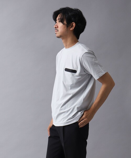 NOLLEY’S（ノーリーズ）の「【ACTIVE SECT】《限定展開 / 吸水性 / 防透け性》イージーケアファブリックファスナーポケT（Tシャツ/カットソー・メンズ・グレイッシュベージュ/ダークネイビー/ホワイト/ブラック・M/XL/L/S）」の21枚目の写真