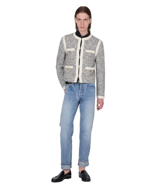 GalaabenD（ガラアーベント）の「ツイードノーカラークロップドジャケット（ノーカラージャケット・メンズ・ブラック×ホワイト/ホワイト×ブラック・44/46/48）」の7枚目の写真