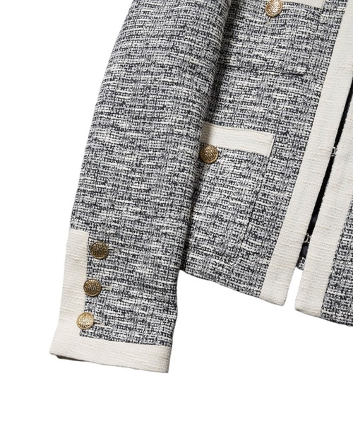 GalaabenD（ガラアーベント）の「ツイードノーカラークロップドジャケット（ノーカラージャケット・メンズ・ブラック×ホワイト/ホワイト×ブラック・44/46/48）」の10枚目の写真