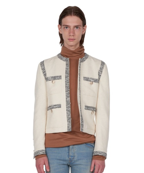 GalaabenD（ガラアーベント）の「ツイードノーカラークロップドジャケット（ノーカラージャケット・メンズ・ブラック×ホワイト/ホワイト×ブラック・44/46/48）」の12枚目の写真