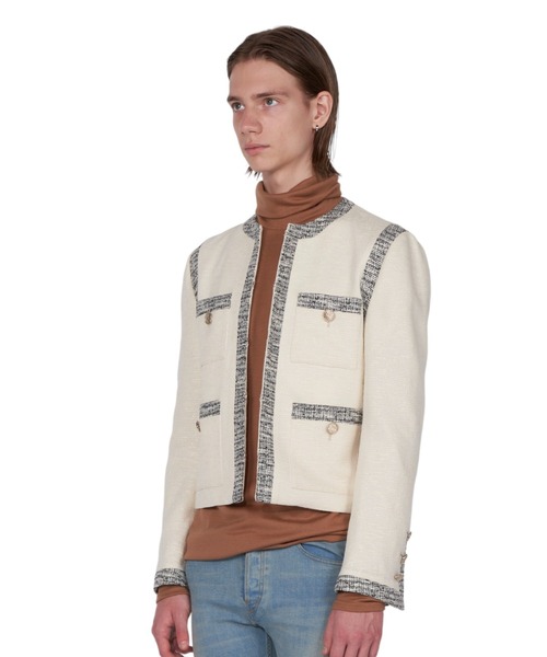 GalaabenD（ガラアーベント）の「ツイードノーカラークロップドジャケット（ノーカラージャケット・メンズ・ブラック×ホワイト/ホワイト×ブラック・44/46/48）」の13枚目の写真