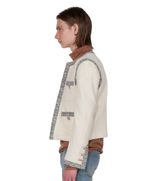 GalaabenD（ガラアーベント）の「ツイードノーカラークロップドジャケット（ノーカラージャケット・メンズ・ブラック×ホワイト/ホワイト×ブラック・44/46/48）」の14枚目の写真