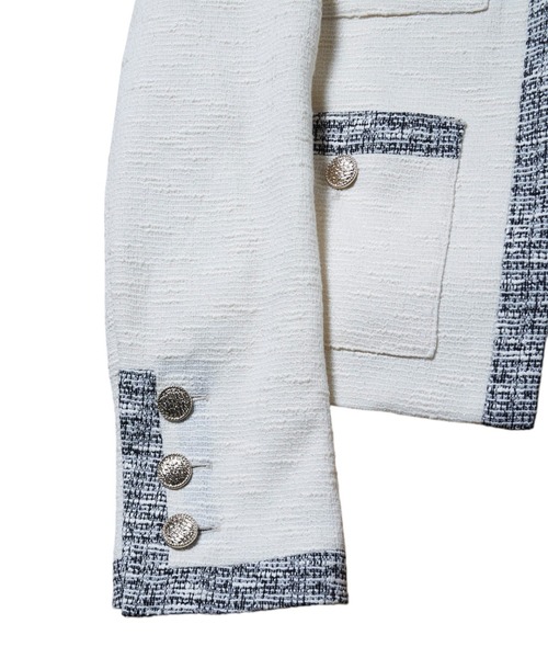 GalaabenD（ガラアーベント）の「ツイードノーカラークロップドジャケット（ノーカラージャケット・メンズ・ブラック×ホワイト/ホワイト×ブラック・44/46/48）」の19枚目の写真