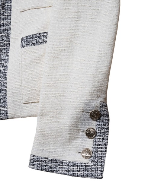 GalaabenD（ガラアーベント）の「ツイードノーカラークロップドジャケット（ノーカラージャケット・メンズ・ブラック×ホワイト/ホワイト×ブラック・44/46/48）」の20枚目の写真