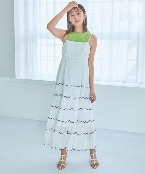 mysty woman(ミスティウーマン)の「アメスリカップツキタンク 137958(タンクトップ・レディース・ブラック/ライトグリーン/オフホワイト・FREE)」の5枚目の写真