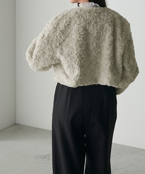 セール】【BONLECILL noir】パール付きワイドスリーブフェイクファー