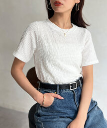 Chez toi | カットジャガードコンパクトTシャツ(Tシャツ/カットソー)