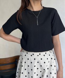 Chez toi | カットジャガードコンパクトTシャツ(Tシャツ/カットソー)