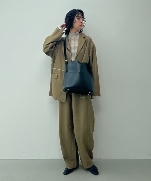 y/m（イム）の「シアーチェック柄メッシュハイネックトップス（Tシャツ/カットソー・レディース・チャコールグレー/ベージュ・FREE）」の22枚目の写真