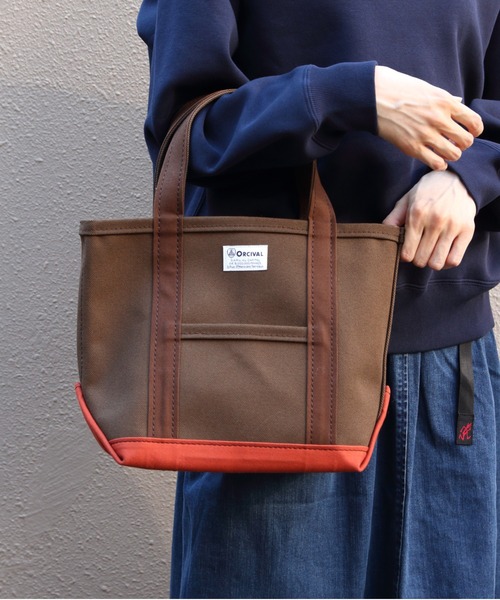 ORCIVAL(オーシバル)の「ORCIVAL/オーシバル トートバッグS 2トーン TOTE BAG S 2-TONE OR-H0285 KWC(トートバッグ・レディース・マスタード/ダークグリーン/チャコールグレー/ダークネイビー/ロイヤルブルー/サンドベージュ/イエロー×グレー/ライトカーキ/ライトグレー/ピンク/ブラック/チョコ/ネイビー・FREE)」の5枚目の写真