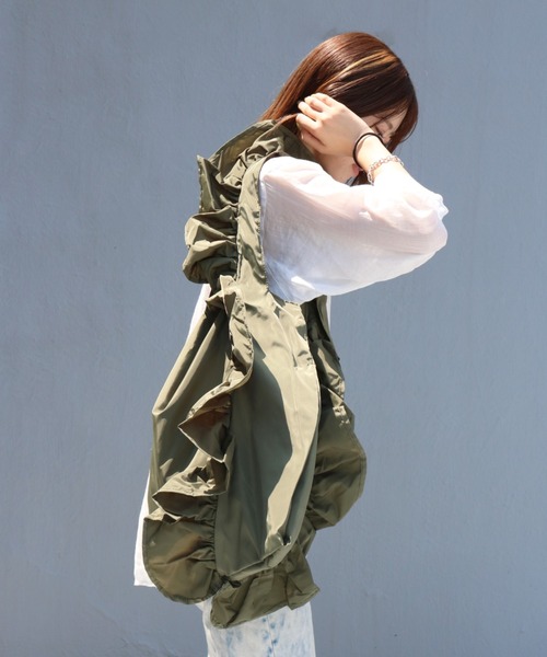 SPRUCE(スプルース)の「<SPRUCE/スプルス>パースフリルトート(トートバッグ・レディース・グレー/ラベンダー/ブラック/カーキ・ONE SIZE)」の9枚目の写真