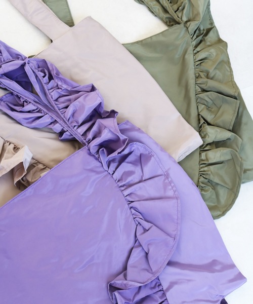 SPRUCE(スプルース)の「<SPRUCE/スプルス>パースフリルトート(トートバッグ・レディース・グレー/ラベンダー/ブラック/カーキ・ONE SIZE)」の12枚目の写真