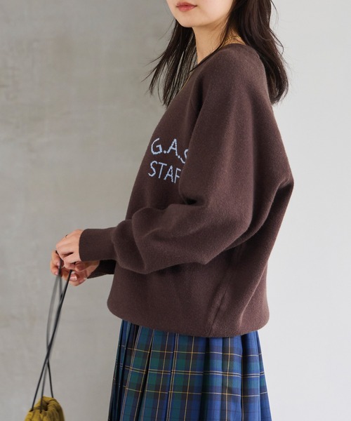 LAVEANGE(ラビアンジェ)の「【洗える】ダブルジャガードロゴニット(ニット/セーター・レディース・ブラック/ネイビー/ブラウン・M/3L/4L)」の9枚目の写真