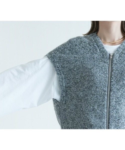 reca（レカ）の「ダブルジップニットベスト（ベスト・レディース・グレー系その他/ブラウン系その他/ブラック系その他/キナリ・M）」の16枚目の写真