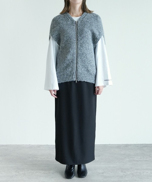 reca（レカ）の「ダブルジップニットベスト（ベスト・レディース・グレー系その他/ブラウン系その他/ブラック系その他/キナリ・M）」の5枚目の写真