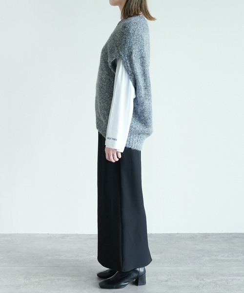 reca（レカ）の「ダブルジップニットベスト（ベスト・レディース・グレー系その他/ブラウン系その他/ブラック系その他/キナリ・M）」の6枚目の写真