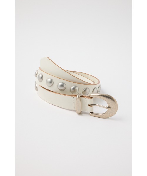 moussy スタッズレザーベルト　白ベルト　太ベルト セール】STUDS LEATHER ベルト（ベルト）｜MOUSSY（マウジー）の