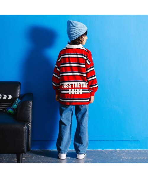 BREEZE（ブリーズ）の「【BREEZE NEW JACK】マルチボーダーポロシャツ（ポロシャツ・キッズ・レインボー/レッド/ネイビー・90/100/110/120/130/140/150/160）」の16枚目の写真