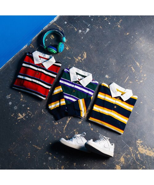 BREEZE（ブリーズ）の「【BREEZE NEW JACK】マルチボーダーポロシャツ（ポロシャツ・キッズ・レインボー/レッド/ネイビー・90/100/110/120/130/140/150/160）」の17枚目の写真