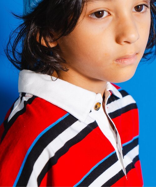 BREEZE（ブリーズ）の「【BREEZE NEW JACK】マルチボーダーポロシャツ（ポロシャツ・キッズ・レインボー/レッド/ネイビー・90/100/110/120/130/140/150/160）」の5枚目の写真