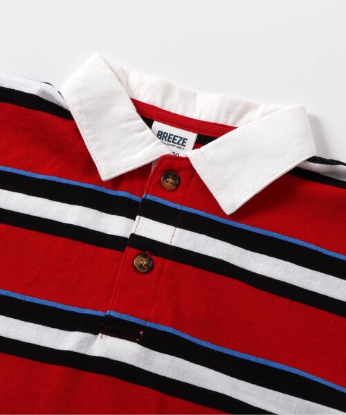 BREEZE（ブリーズ）の「【BREEZE NEW JACK】マルチボーダーポロシャツ（ポロシャツ・キッズ・レインボー/レッド/ネイビー・90/100/110/120/130/140/150/160）」の7枚目の写真
