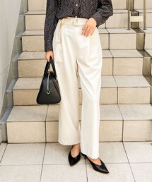 《セットアップ対応》ウォッシャブルゴールドパーツベルト付きワイドパンツ