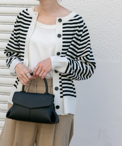 FORK&SPOON（フォークアンドスプーン）の「『洗濯可』FORK&SPOON　ウーステッドヤーンクルーネックカーディガン（カーディガン/ボレロ・レディース・ブラック系その他/ブルー/アイボリー・1）」の8枚目の写真