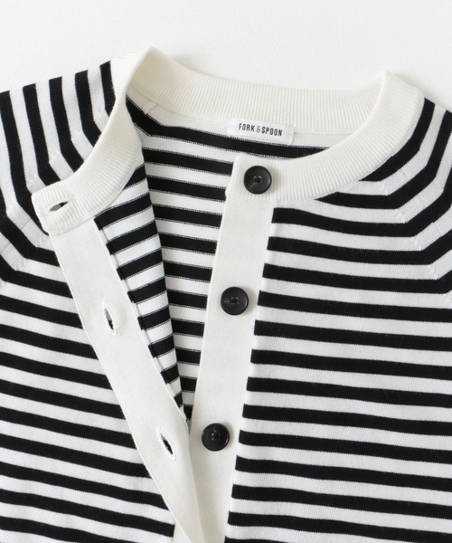 FORK&SPOON（フォークアンドスプーン）の「『洗濯可』FORK&SPOON　ウーステッドヤーンクルーネックカーディガン（カーディガン/ボレロ・レディース・ブラック系その他/ブルー/アイボリー・1）」の17枚目の写真
