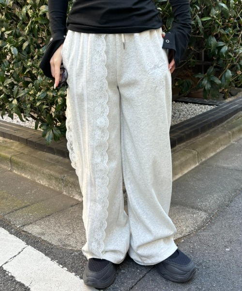 セール】レースラインスウェットパンツ / lace line sweat pants