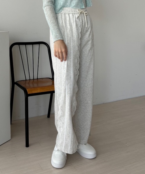 セール】レースラインスウェットパンツ / lace line sweat pants