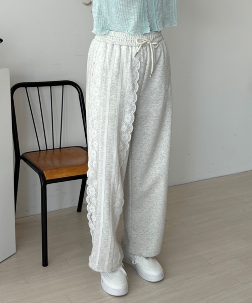 セール】レースラインスウェットパンツ / lace line sweat pants