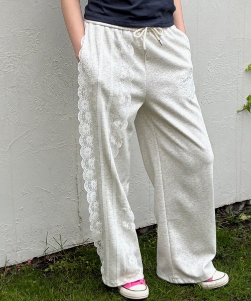 セール】レースラインスウェットパンツ / lace line sweat pants