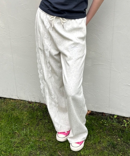 セール】レースラインスウェットパンツ / lace line sweat pants