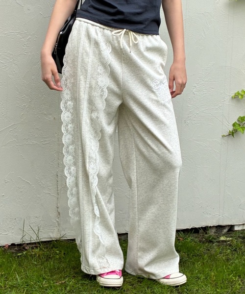 セール】レースラインスウェットパンツ / lace line sweat pants