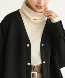 配色ステッチワッフルタートルカットソー