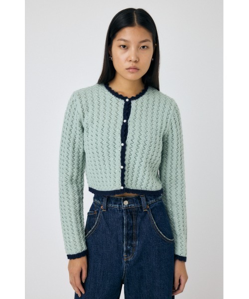 MOUSSY（マウジー）の「GLITTER KNIT カーディガン（カーディガン/ボレロ・レディース・ブラック/オフホワイト/ミント・FREE）」の3枚目の写真