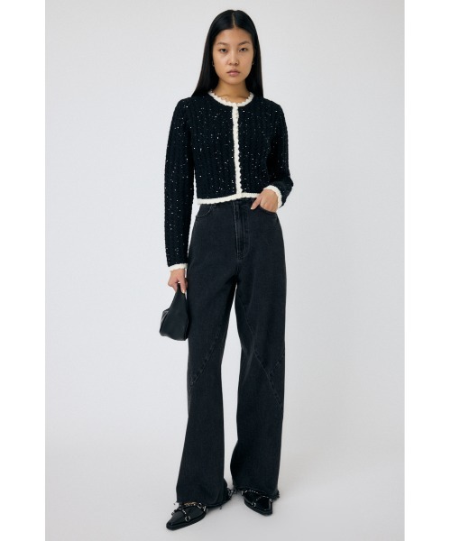 MOUSSY（マウジー）の「GLITTER KNIT カーディガン（カーディガン/ボレロ・レディース・ブラック/オフホワイト/ミント・FREE）」の6枚目の写真